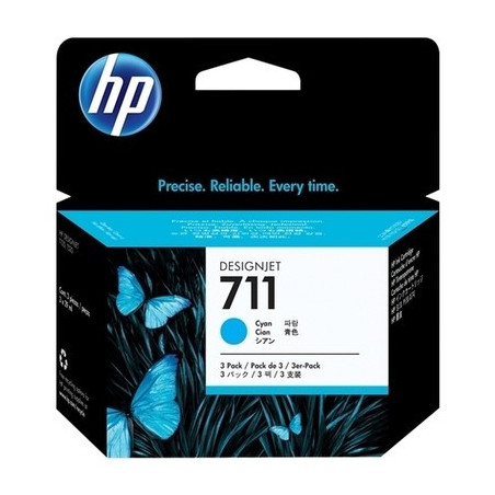 Cartouche D'origine HP 711 Cyan CZ134A - Pack x 3 - Gamme Origine