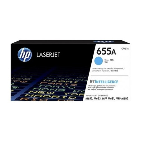 Cartouche d'origine HP 655A Cyan pour imprimantes HP Color LaserJet