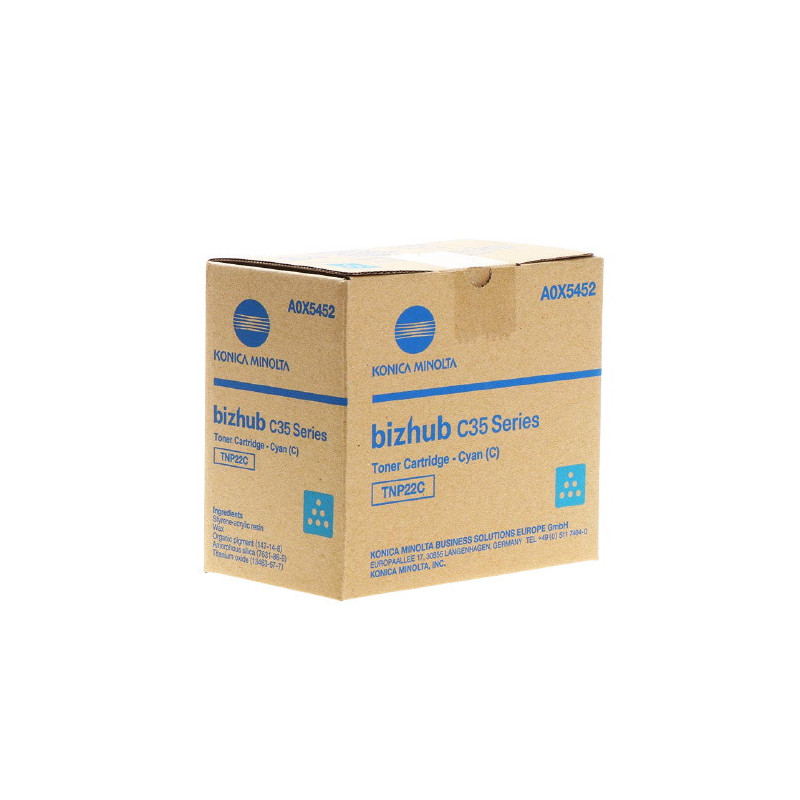 Cartouche Origine Cyan Konica Minolta 22 pour Bizhub C 35 et C 35 P
