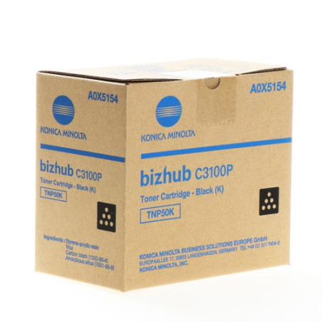 Cartouche toner noir Origine pour Konica Minolta Bizhub C3100P - 50