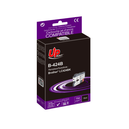 Cartouche noire premium UPrint LC424BK pour Brother DCP-J 1200 Series