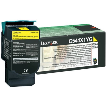 Cartouche jaune d'origine Lexmark 0C544X1YG pour C 544 Series