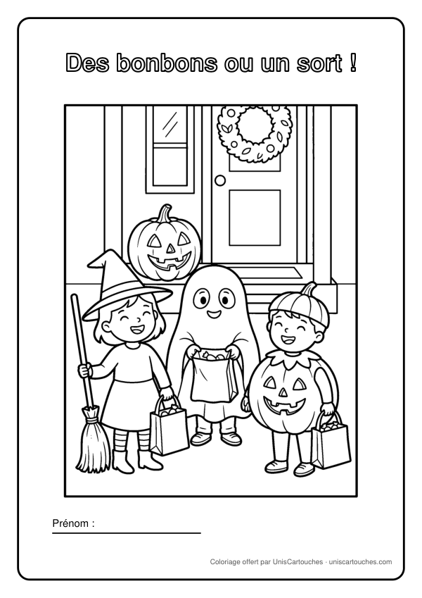 Coloriage Halloween : Des bonbons ou un sort !