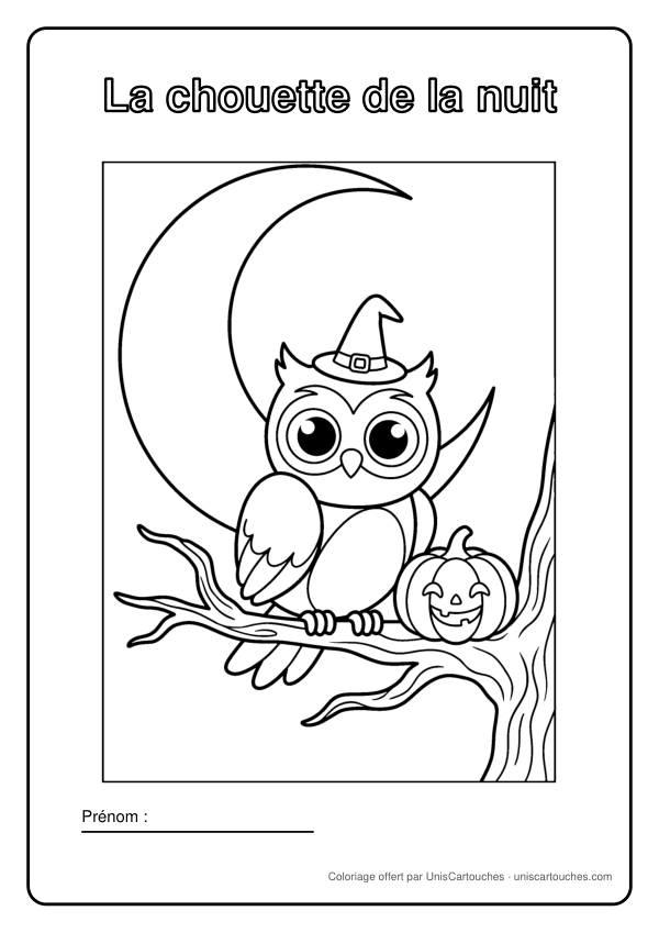 Coloriage Halloween : La chouette de la nuit