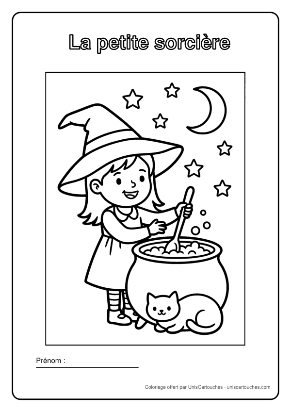 Coloriage Halloween : La petite sorcière