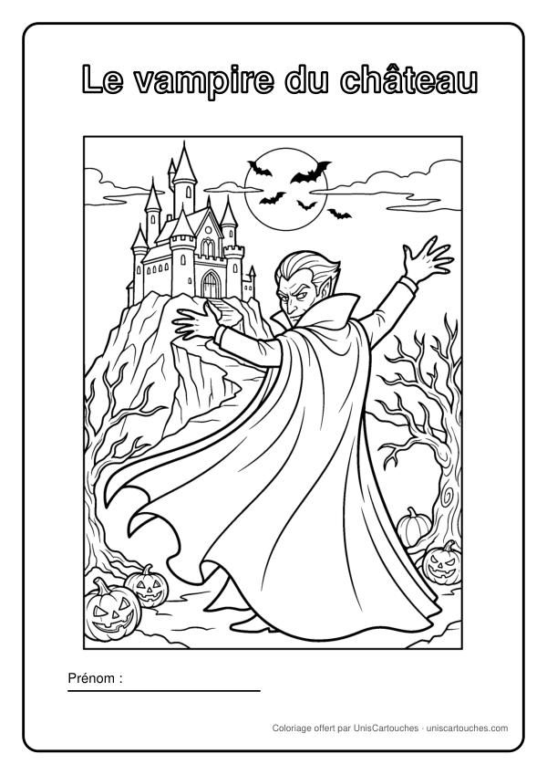 Coloriage Halloween : Le vampire du château