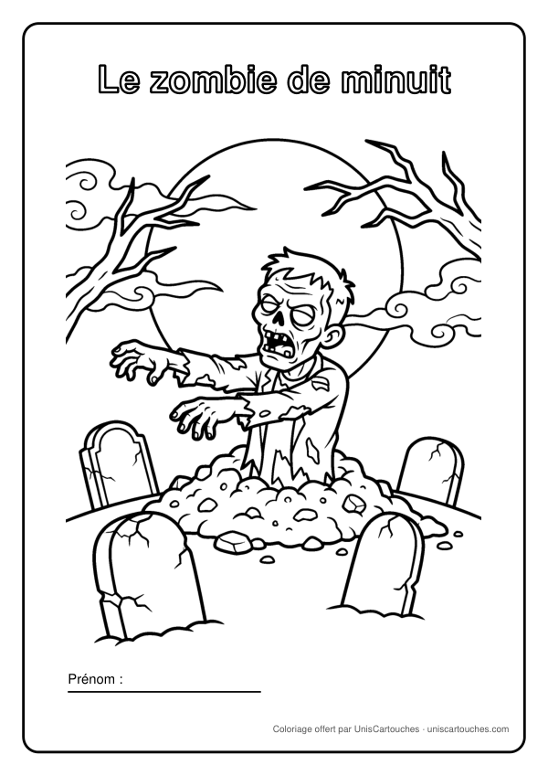 Coloriage Halloween : Le zombie de minuit